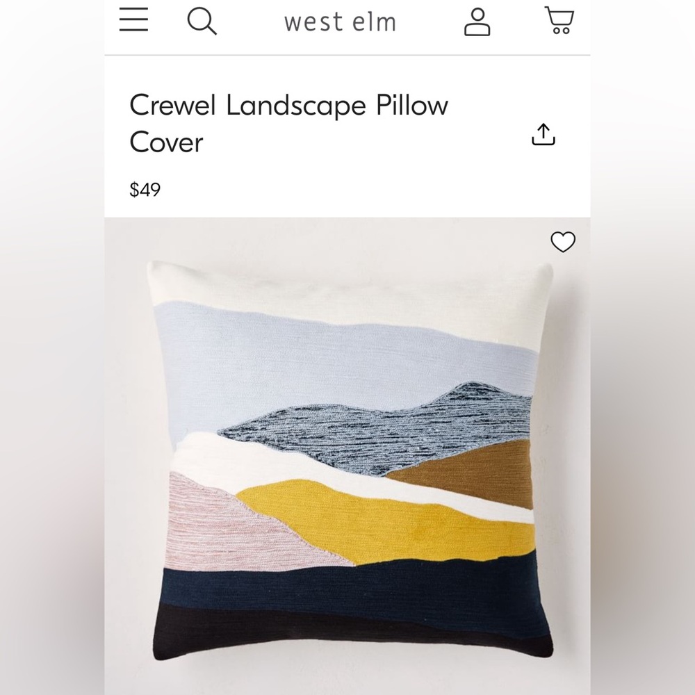 2 West Elm Crewel Landscape Pillow Cover
